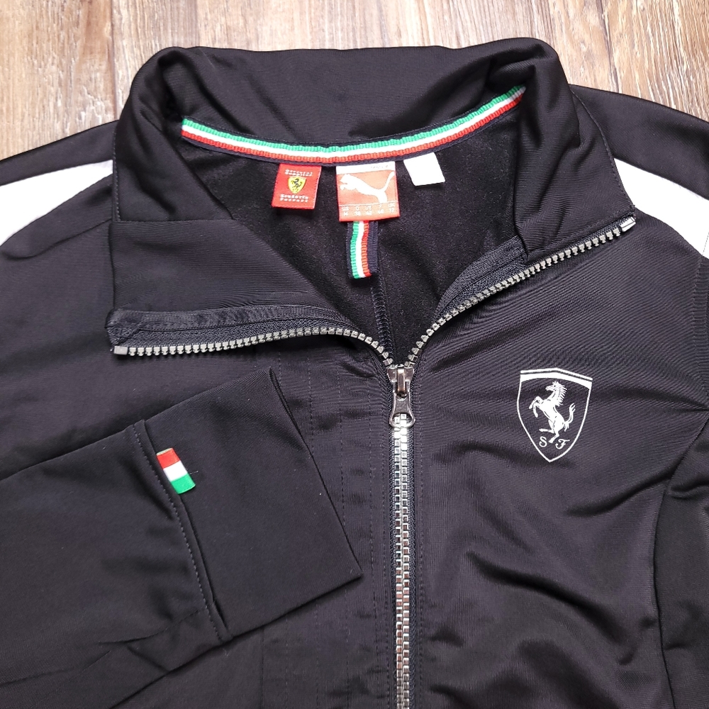 Scuderia Ferrari Black Bomber Jacket with Tricolor Accents